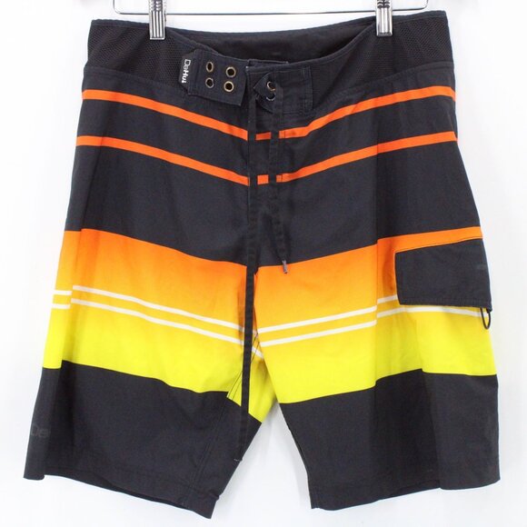 Dahui Board Shorts Multicolor Striped Drawstring Beach Polyester Size 32 - Picture 1 of 8